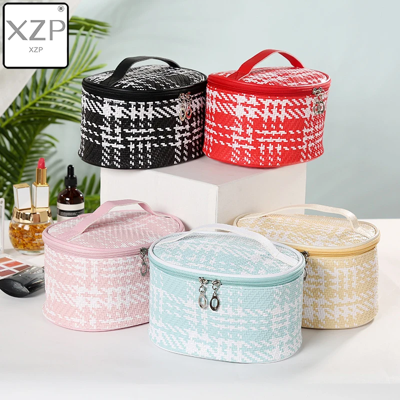 XZP искусственная кожа тканые строчки женская косметичка на молнии Женская