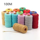 Новый плетеный шнур для макраме длиной 100 мярдов, плетеный шнур из чистого хлопка, ремесленный шнур для макраме, разноцветный шнур из хлопка и льна