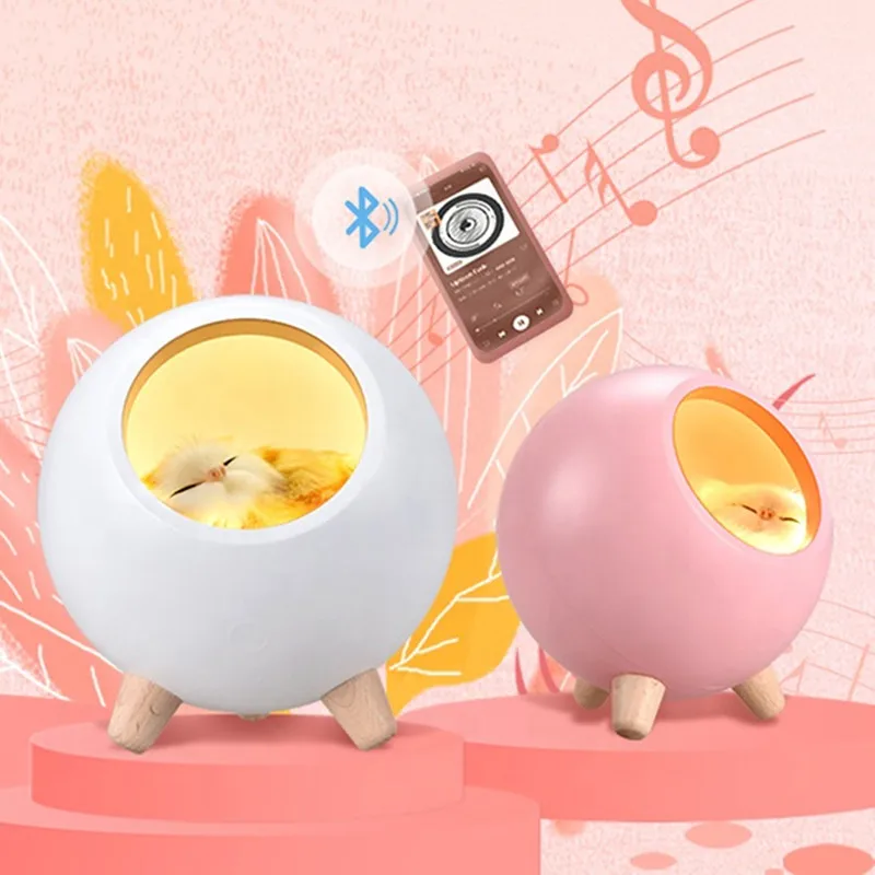 

Altavoz Bluetooth para casa de gatos, luz nocturna LED
