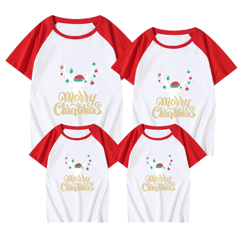 

New 2022 Merry Christmas Women Tshirt Summer Fashion Short Sleeve T-shirt Family Matching Outfits Dropship Clothing Tops