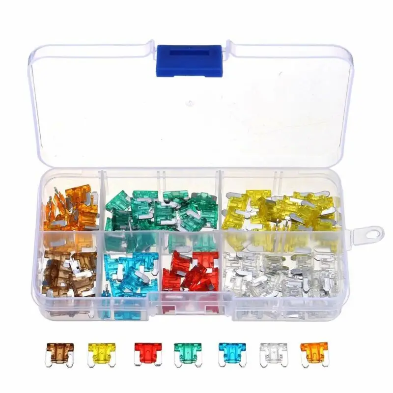 

100PCS car fuse 5A 7.5A 10A 15A 20A 25A 30A Ampere (with box clip classification) automatic blade fuse set truck