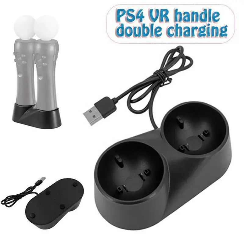 Dual Charger Dock for PS3/ PS4 VR Motion Controller Playstation Move Controller Black