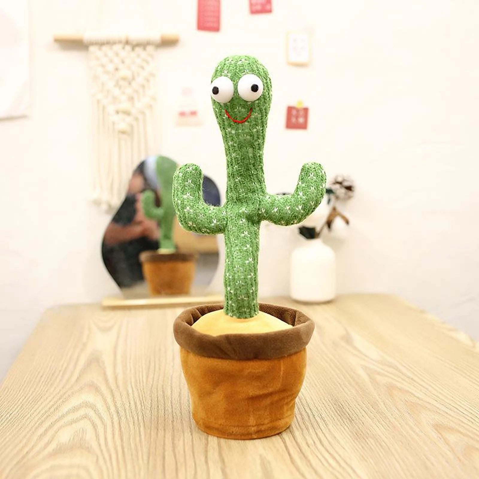 

120 English Songs Electric Cactus Doll Twist Dancing Toy Decor Recording Parrot USB Cactus Plush Toy Funny Dancing Singing Toy