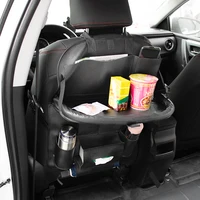 Car Seat Back Bag Folding Table Pad Drink Chair Storage Pocket Box Travel Stowing Tidying Auto Accessories Car Organizer