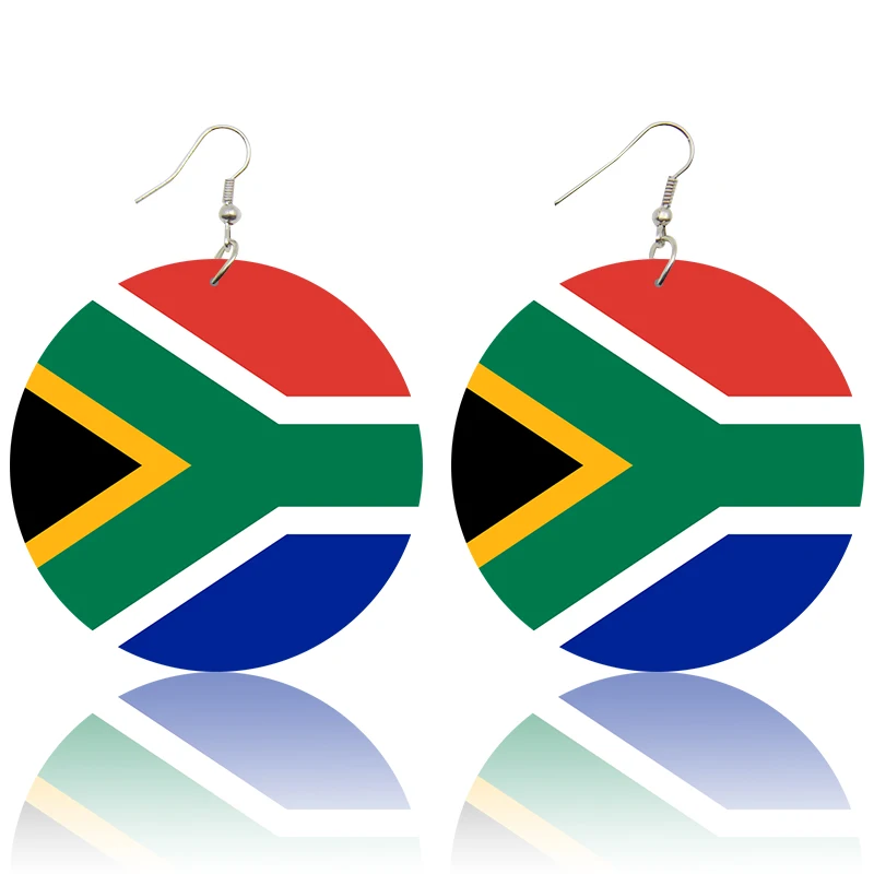 South Africa SOMESOOR Модные Печатные Национальные Флаги деревянные висячие серьги Африка Америка Европа страна персонализированные ювелирные изделия для женщин Подарки - Окраска металла: South Africa