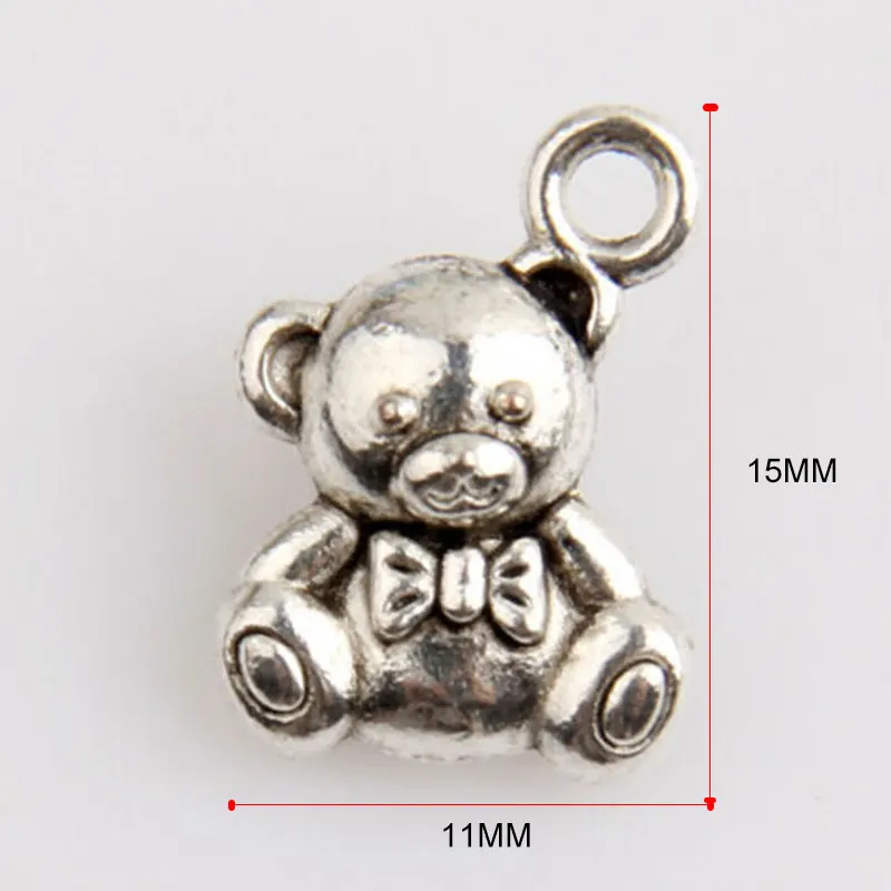 120 шт металлический Шарм детская игрушка медведь ювелирные изделия из тибетского