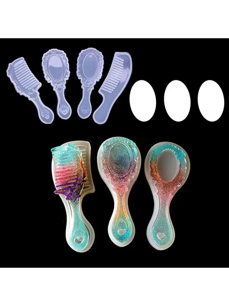4 Styles Comb Mirror Resin Casting Molds Kit Silicone Epoxy Mold Hair Craft Making | Украшения и аксессуары