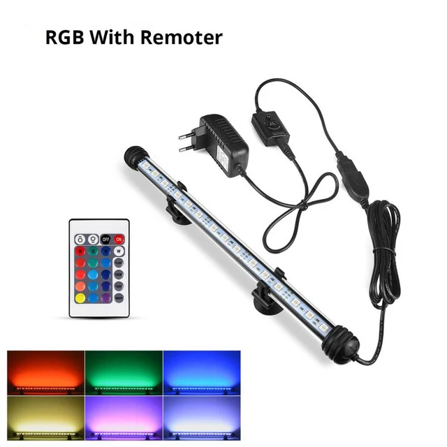 Цветная(RGB) светодиодный ночной Светильник для домашнего аквариума 220V штепсельная вилка европейского стандарта аквариумная лампа, получившая сертификат Европейского 19/29/39/49 см клип-на Водонепроницаемый аквариум светодиодный светильник Инж - Испускаемый цвет: RGB