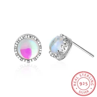 2019 100 925 solid real sterling silver small gradient color composition glass stud earrings for girls gift da48