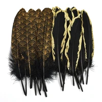 20pcs gold golden black duck goose feathers for crafts diy needlework small geese feather decor accessories decoration plumes
