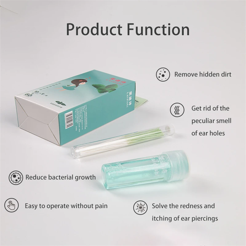 Очистительная линия для дырок в ушах 10 см, 60 штук, одноразовая, для послеухода и стерилизации, средство для дезинфекции проволоки для сережек.