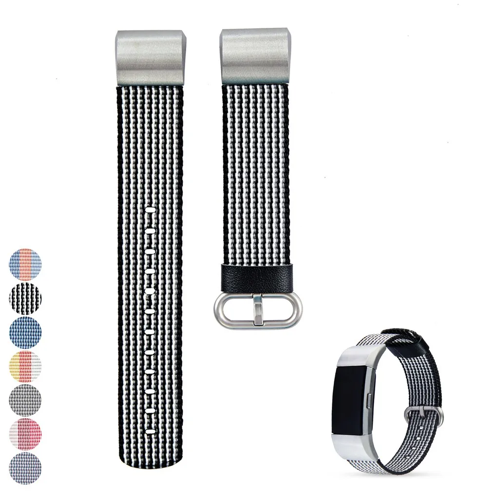 

eiEuuk Accessory Replacement Woven Nylon Fabric Watch Band Wrist Strap Bracelet for Fitbit Charge 2