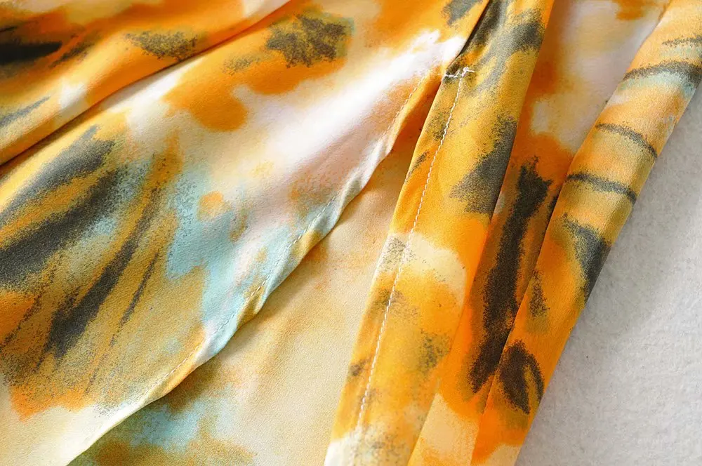 Bazaleas винтажное боковое с рюшами разрезом vestidos сексуальное желтое tie dye платье