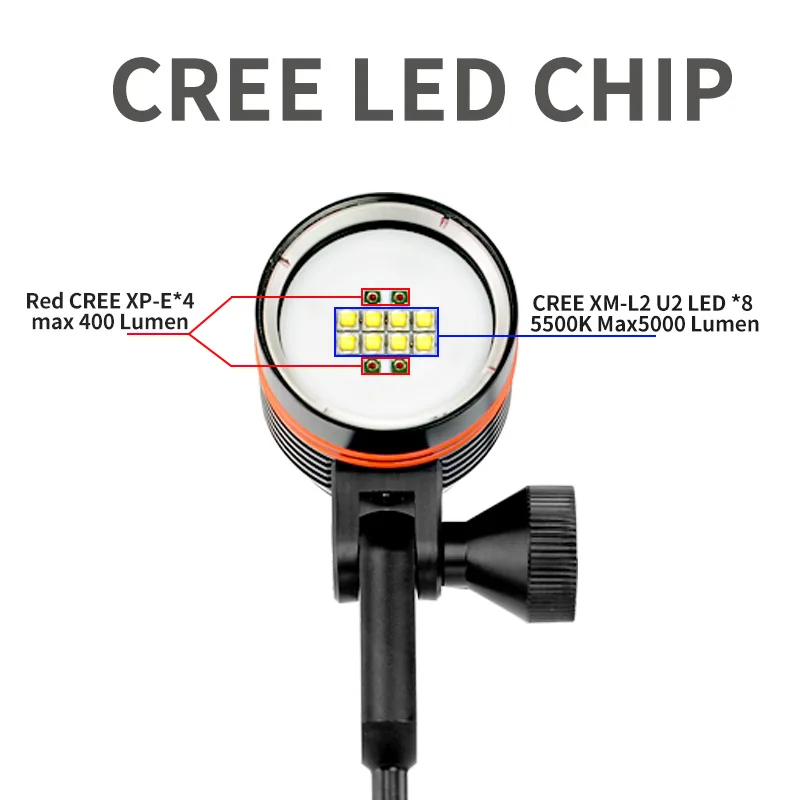 Günstig DH160 Beruf Tauchen Beleuchtung Lampe Warm White Dive Lichter Rot HD Tauchen Phtotography Licht Unterwasser 150m Tauchen Füllen Lichter