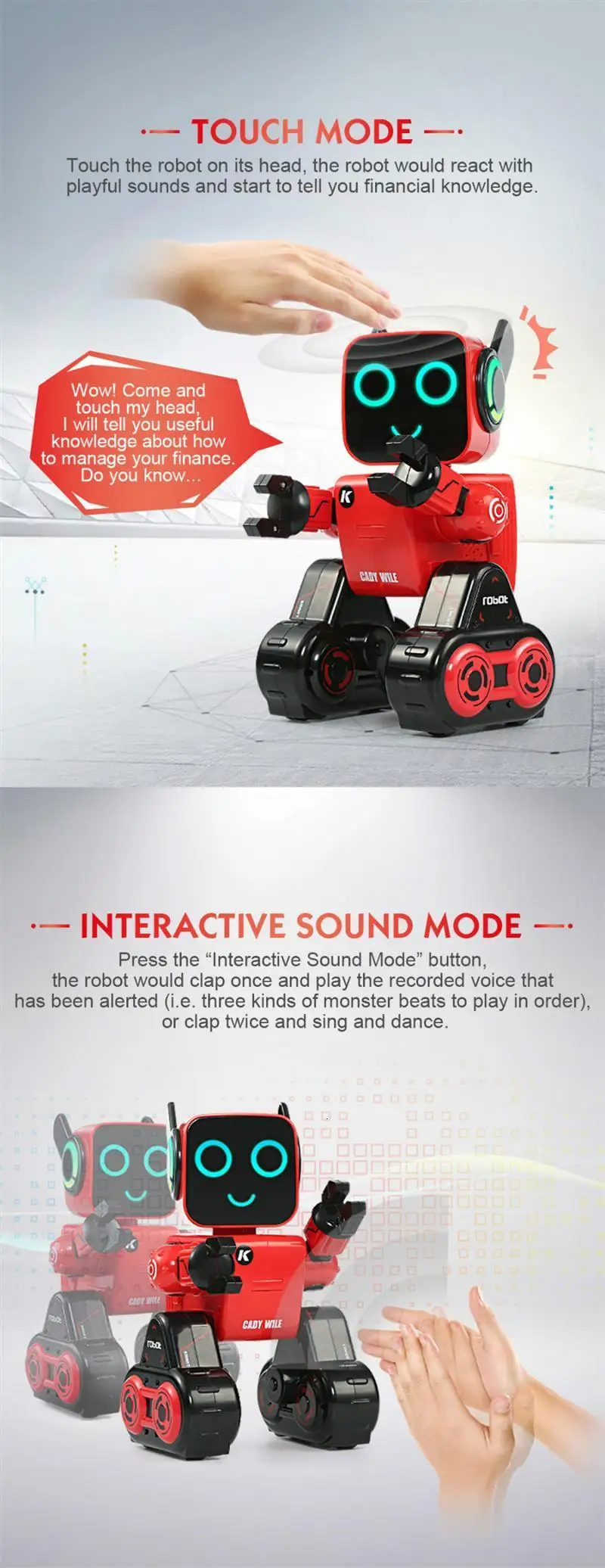 JJRC R4 Cady Wile робот для управления жестами, игрушки для управления денежными средствами, магическое звуковое взаимодействие, RC робот VS R2 R3
