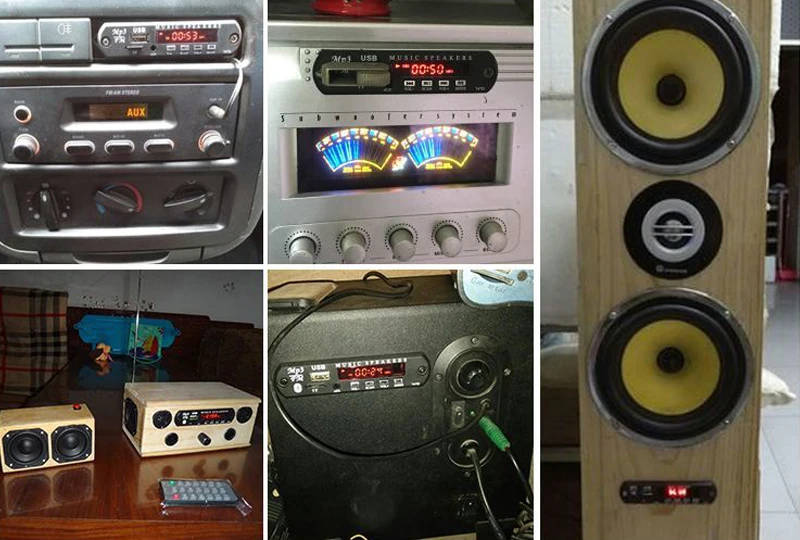 Автомобильный MP3 WMA FM AUX декодер плата DC 5 в 12 В USB AUX 3,5 мм TF Радио Аудио плеер модуль с автомобильным пультом дистанционного управления MP3 музыкальный динамик