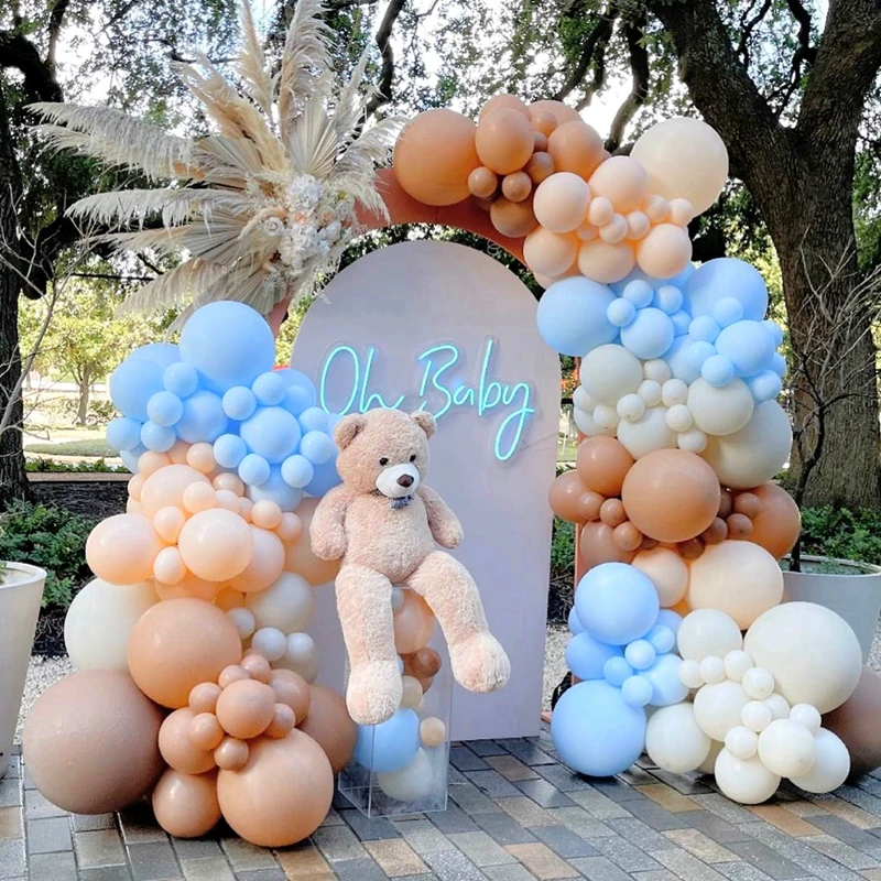 

143Pcs Cream Coffee Brown Khaki Blue Balloons Garland Arch Kit Latex Globos Baby Shower Supplies Birthday Wedding Party Decors