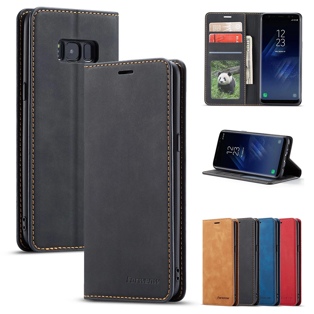 Матовый кожаный чехол бумажник LAPOPNUT для Samsung Galaxy A7 2018 A8 A6 A20 A30 A40 A50 A60 A70 J4 J6 Plus