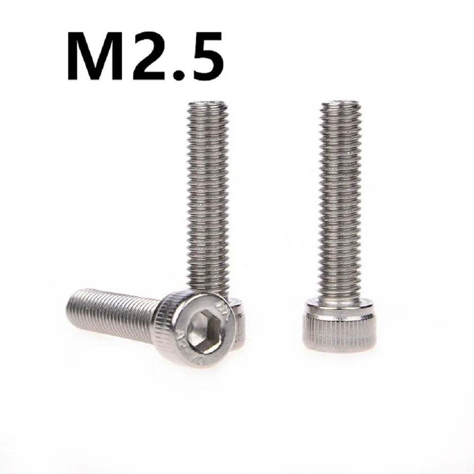 

100 шт./лот GB70.1 M2.5x3/4/5/6/8/10/12/16/18 мм DIN912 304 винт с шестигранной головкой из нержавеющей стали