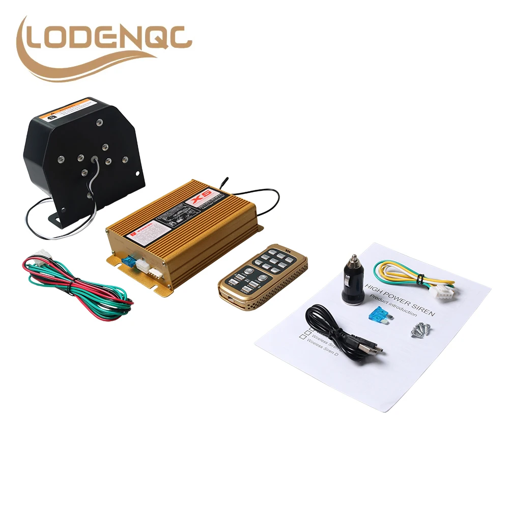 

200W 12V 8 Sound Loud Car Warning Alarm Police Siren Horn Speaker with MIC System and Wireless Remote Control