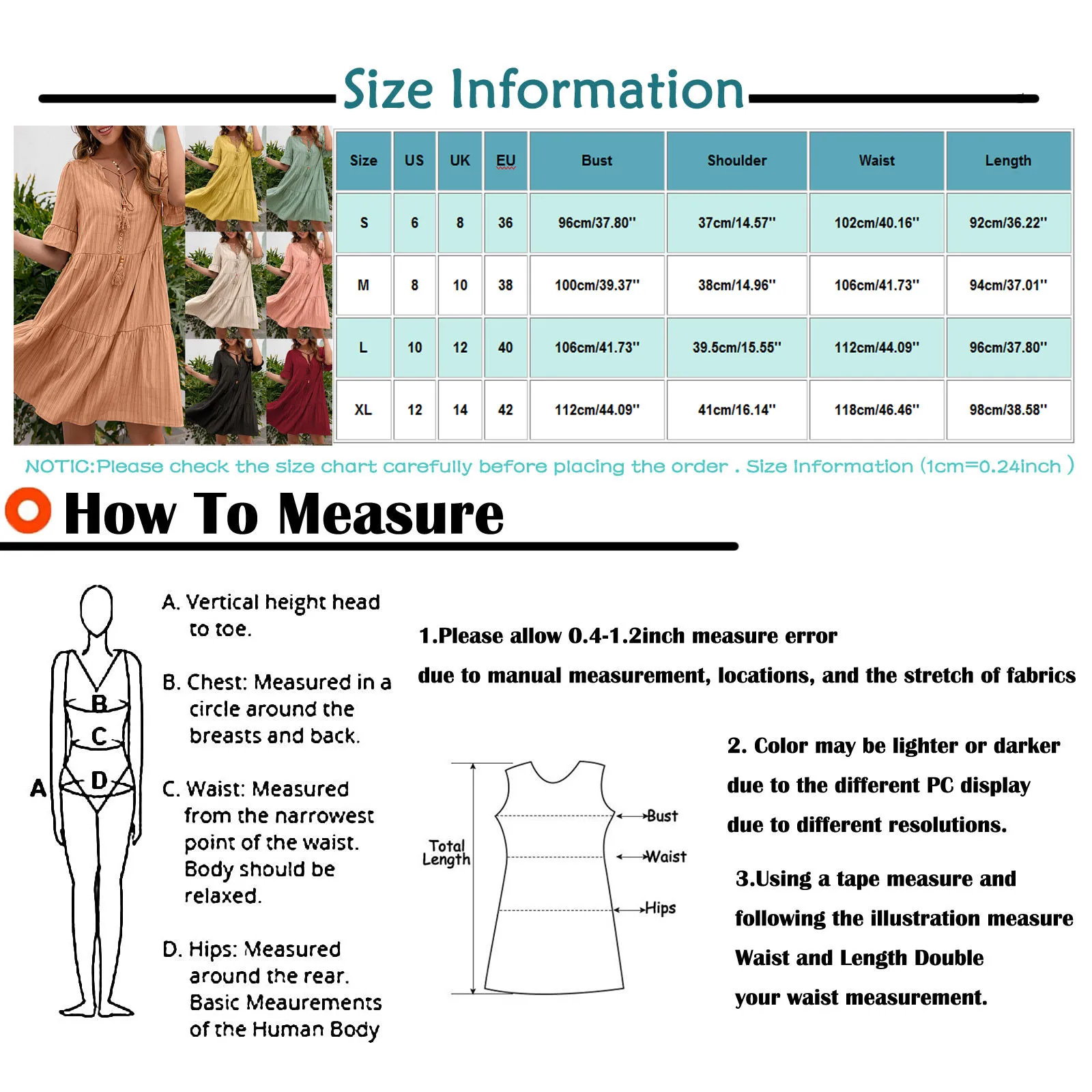 

Women Fashion Short Sleeve Pure Color V-Neck Mini Dress Loose Casual Dress Mini Dress Ladies Elegant A Line Summer Dress Cotton