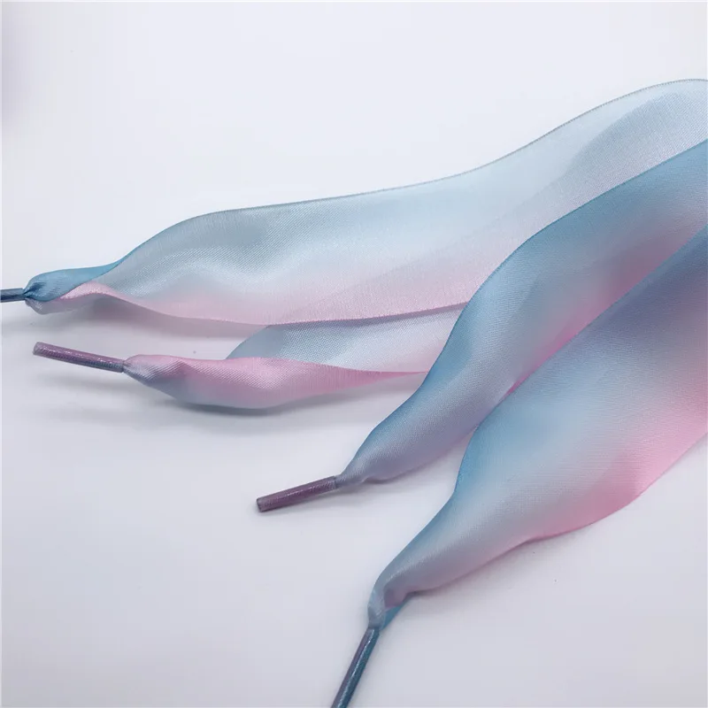 

1Pair 4cm Wide Organza Gradient Color Shoelace Canvas Shoes Sneaker Sport Shoes Fashion Personality Ribbon Shoe Laces Women