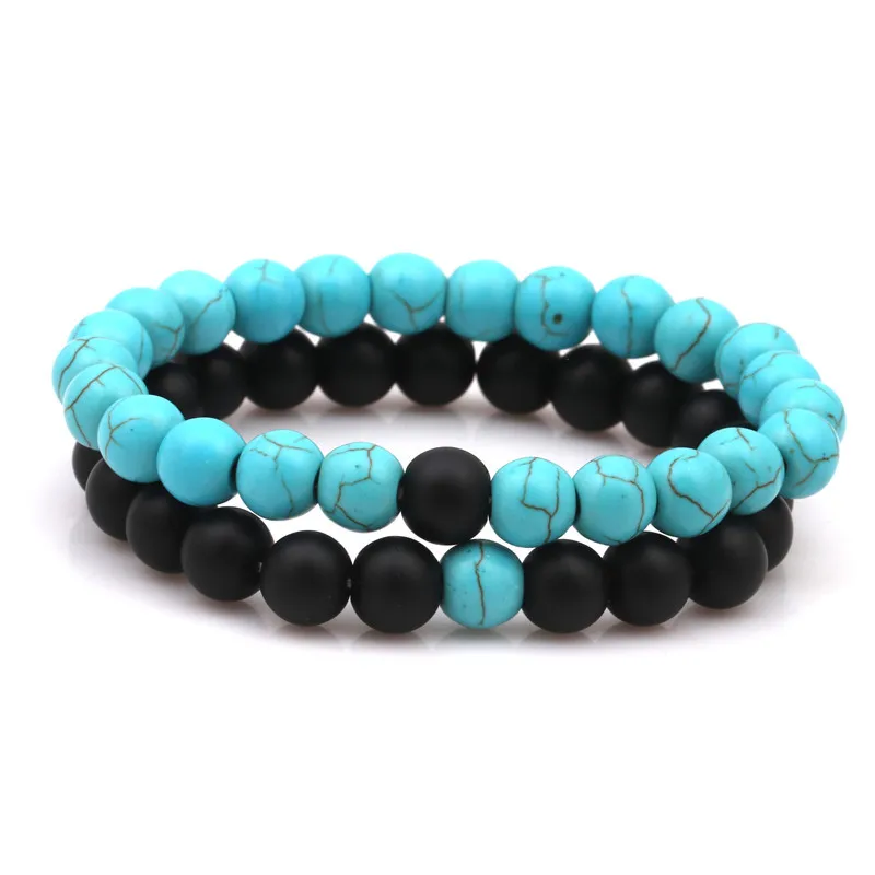 Набор браслетов из натурального камня для мужчин модные ювелирные украшения с