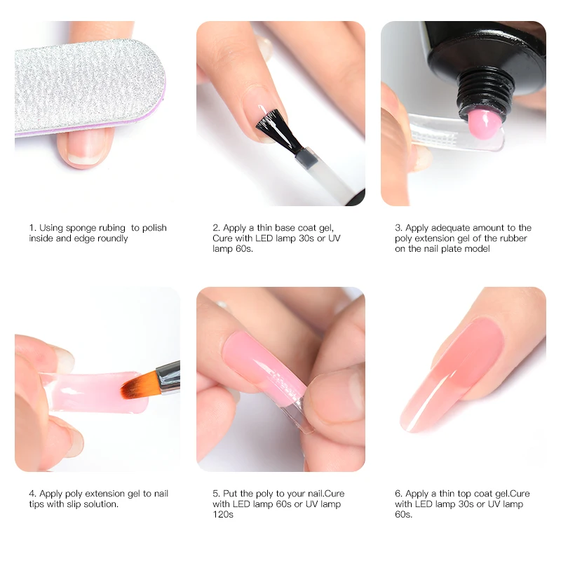 Mtssii Nail Extensions Hard Gel Manicure Set Poly Kit Extension with LED Lamp Polish Quick Building | Красота и здоровье