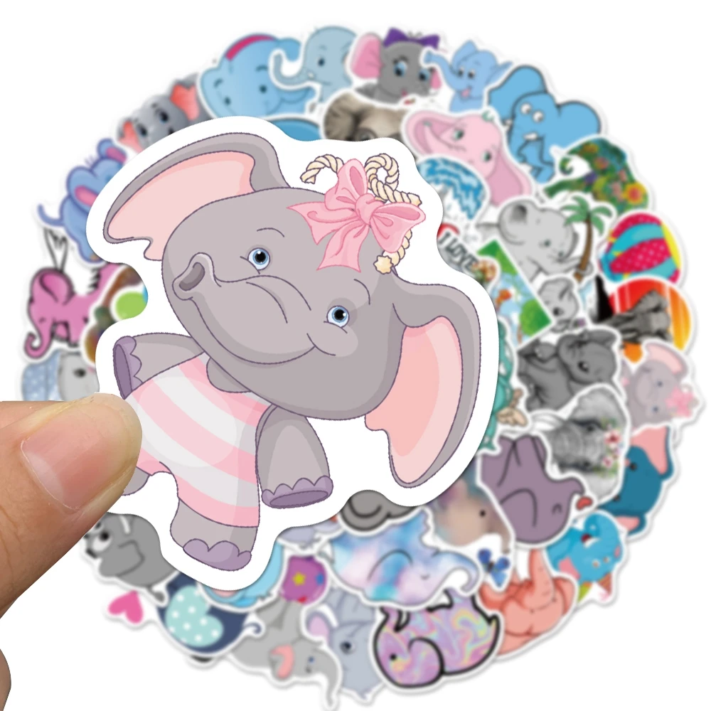 10/30/50PCS Elephant Stickers Cute Cartoon Animals Sticker Anime Pack for Skateboard Phone Guitar Car Laptop Fridge Kid Toys - купить по