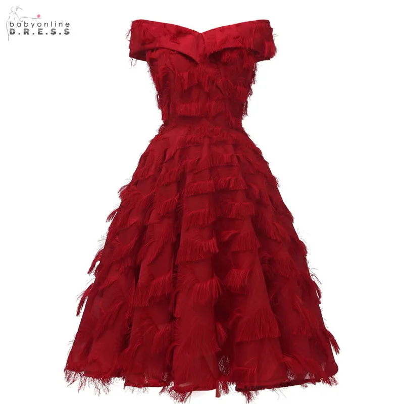 

Burgundy Tassel A-line Cocktail Dresses 2019 Short New Arrival Soft Pink White Party Dresses Vestidos Coctel Robe de Cocktail
