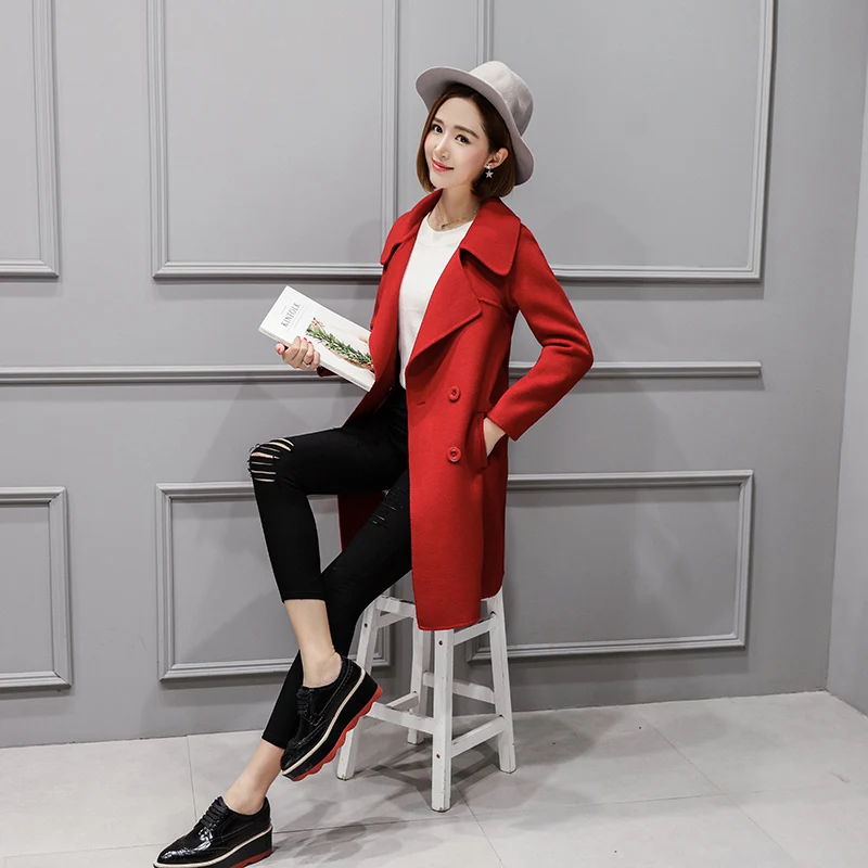 2020 зимнее пальто из 100% шерсти Женская длинная куртка женские двухсторонние