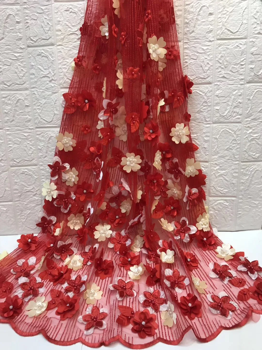 2022 African 3D Beaded Lace Fabric High Quality French Nigerian Fabrics For Women Wedding Dress Z28751 | Дом и сад