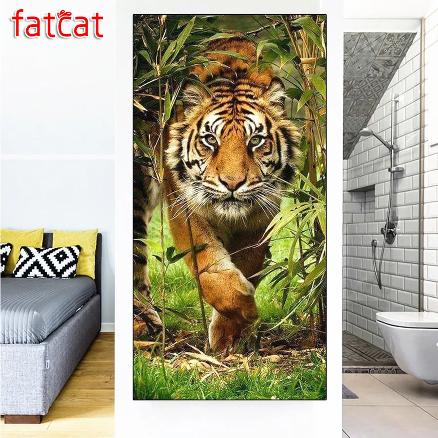 

FATCAT Wild Tiger animals diy Diamond Painting Full square round drill 5d Diamond Embroidery Mosaic Needlework Home decor AE1698