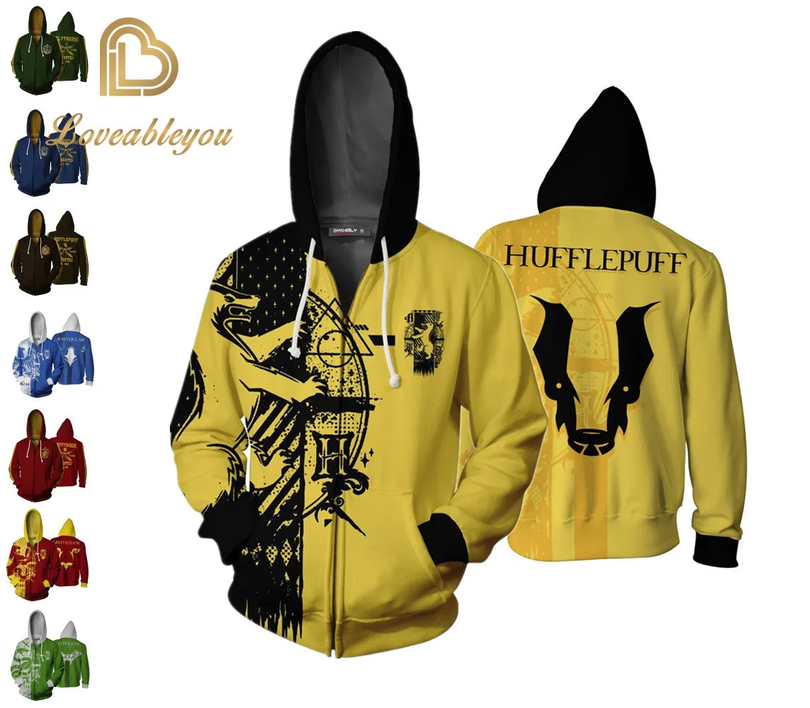 Wizardry Gryffindor Slytherin Ravenclaw косплей костюм для мужчин и женщин толстовки пуловер Trackusits Повседневная куртка на молнии