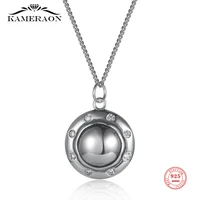 genuine 925 sterling silver necklace round disc zircon pendant necklace for women personality gift fine jewelry