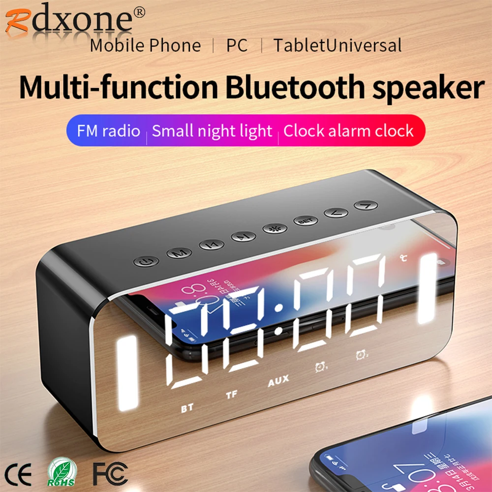 Беспроводной Bluetooth динамик стерео светодиодный цифровой будильник с зеркалом