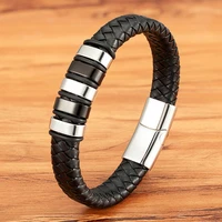 xqni combination small accessories multicolor stitching stainless steel mens leather bracelet luxury jewelry big sale