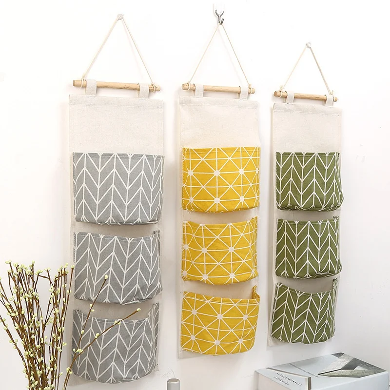 

Cotton and Linen Waterproof Storage Hanging Bag Multi - Layer Hanging Pocket Cloth Door Storage Bag