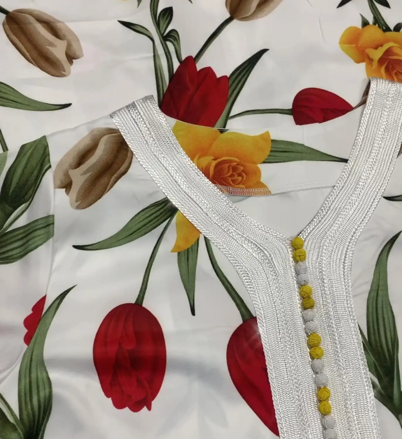 Мусульманское абайя арабское платье с цветочным принтом хиджаб Золотая лента