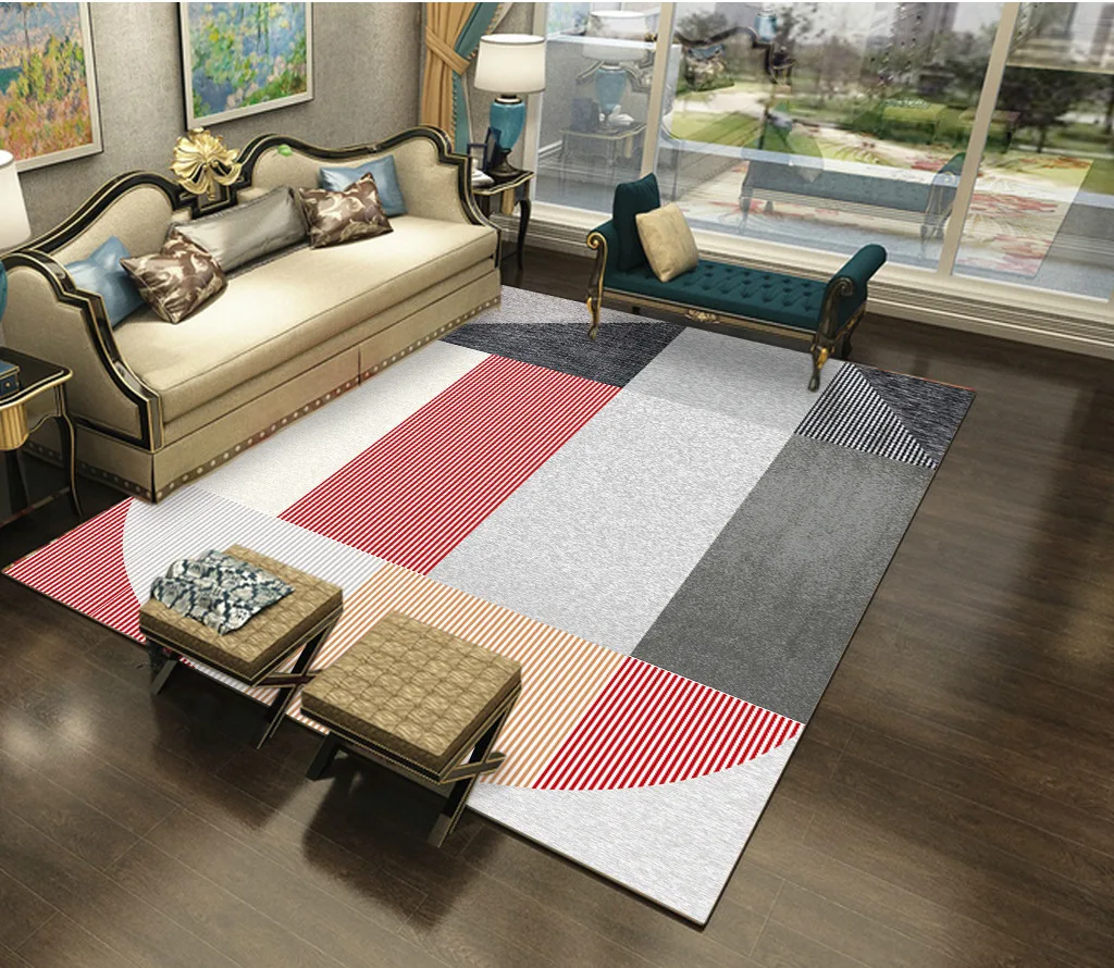 

Geometric Pattern Carpet Modern Large Area Rugs for Living Room Coffee Table Mat Washable Bedroom Anti-Slip Parlor Home Decor