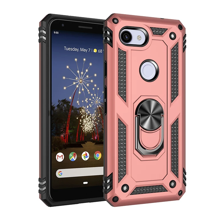 

Luxurious Shockproof Anti Fall Heavy protection Armor Phone Case For Google Pixel 3A 4 XL Magnetic Finger Ring Bracket TPU Cover