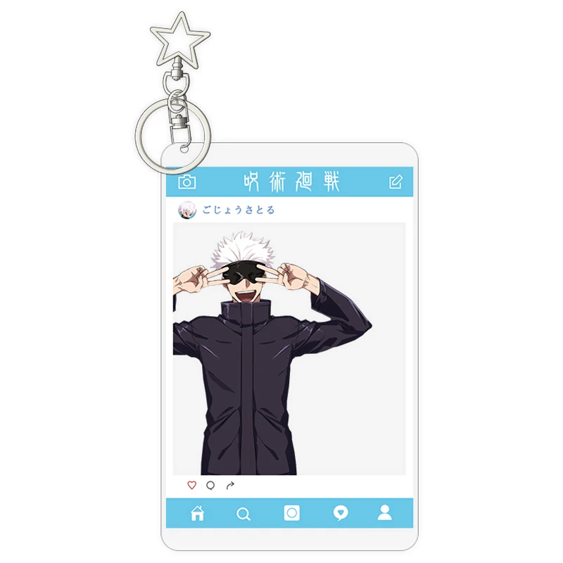 

Japan Anime Jujutsu Kaisen Gojo Satoru Acrylic Transparent Cards Keychain Pendant Take Photo Frame Student Bag Keyring Cosplay