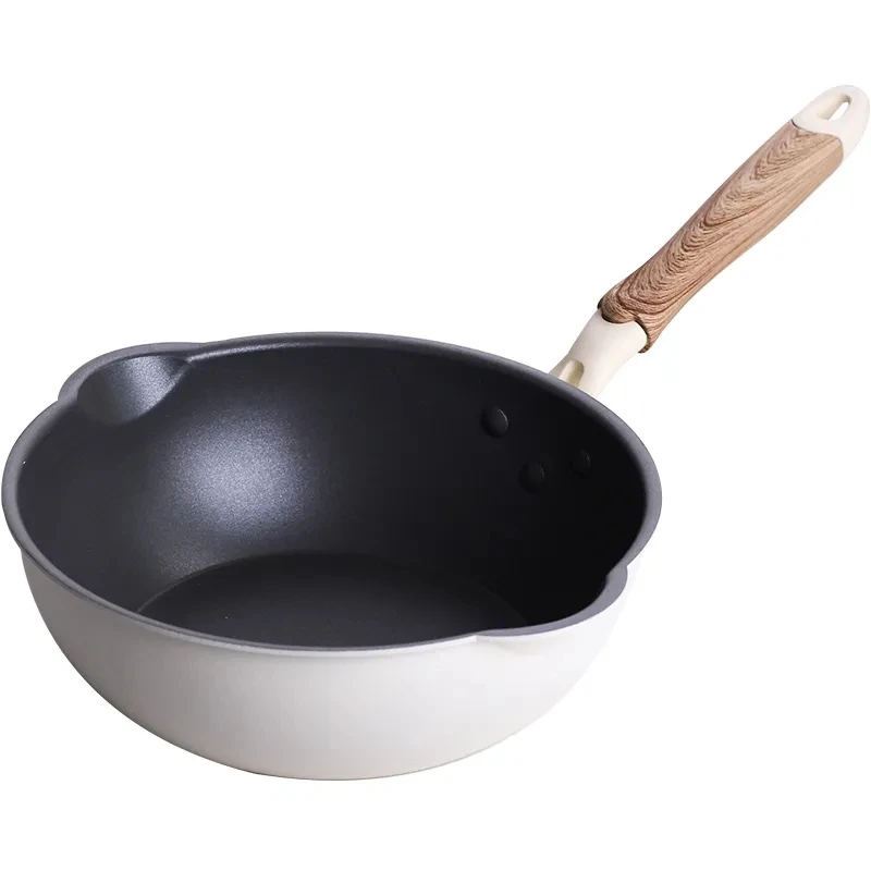 Thickened Non-stick Wok Wok No Lampblack Household Wood Grain Frying Pan Wok Gas Stove Induction Cooker Special Pan Cast Iron