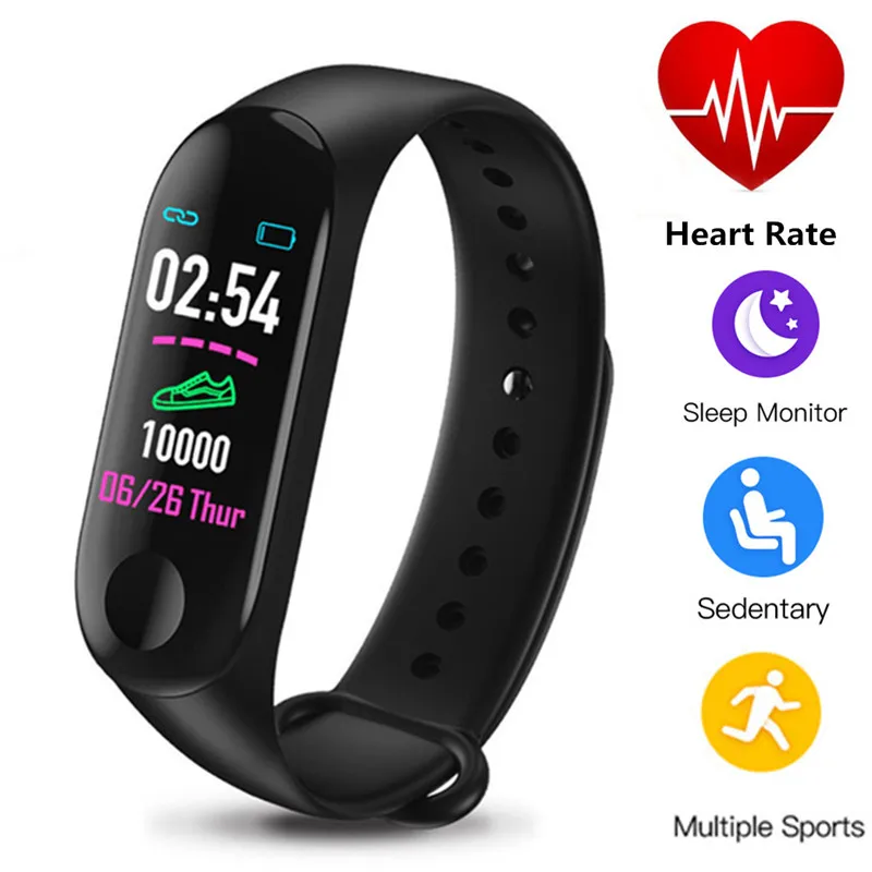 M3 спортивный фитнес трекер часы умный браслет кровяное давление пульсометр для