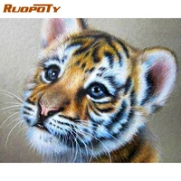 ruopoty 5d diy diamond painting full square tiger rhinestones pictures diamond embroidery animals mosaic sale home decoration