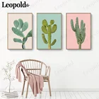 Современный холщовый постер с зеленым КАКТУСОМ, Простой Настенный постер с изображением растений в скандинавском стиле, аксессуары для украшения гостиной и дома