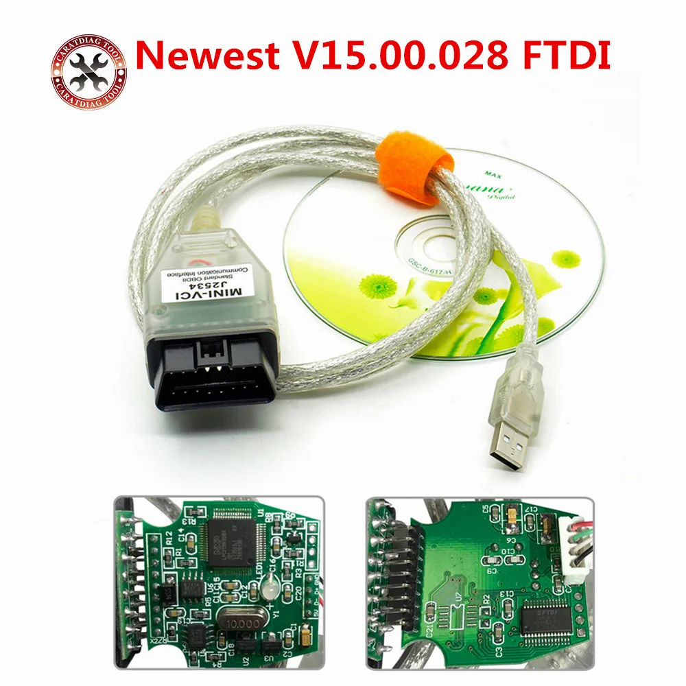 Профессиональный диагностический кабель Mini VCI J2534 для TOYOTA TIS Techstream V15.00.028 minivci FTDI