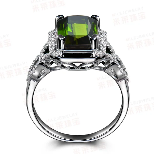 Женское кольцо из чистого золота 18 К с натуральным турмалином в форме сердца |