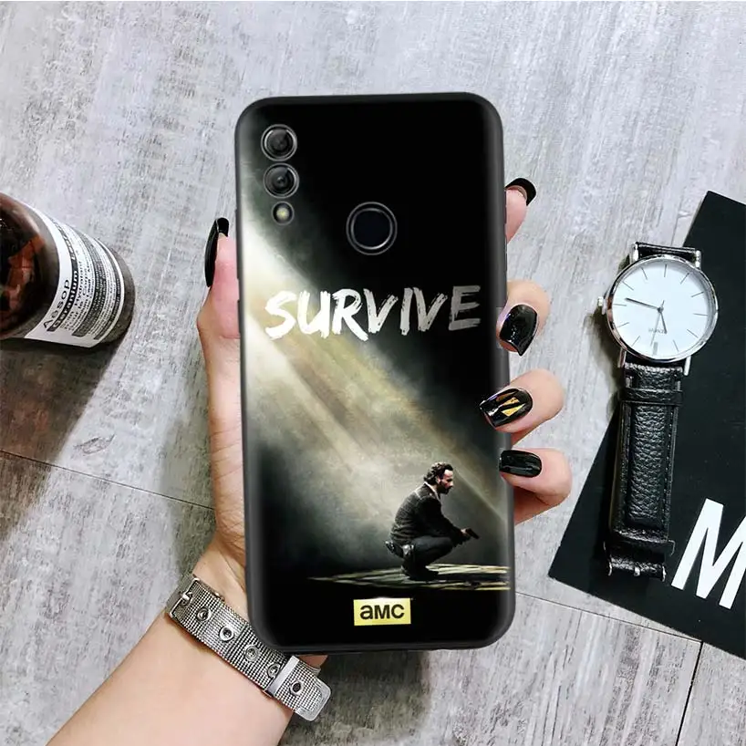 Ходячие мертвецы TWD черная крышка чехол для телефона для huawei Y9 Y5 Y6 Y7 Honor 10 9 Lite 9X8X8 S 8A фотоаппаратов моментальной печати 7S 7A 10i 20i V20 Coque Капа