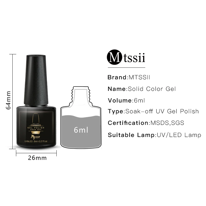 

Mtssii 6ml Red Color Gel Polish Long Lasting Gel Nail Polish Soak Off UV LED Gel Varnishes DIY Nail Art Design Polish Gel